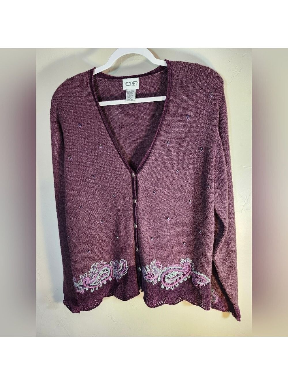 VINTAGE Kordt Embroidered Beaded Cardigan Sweater